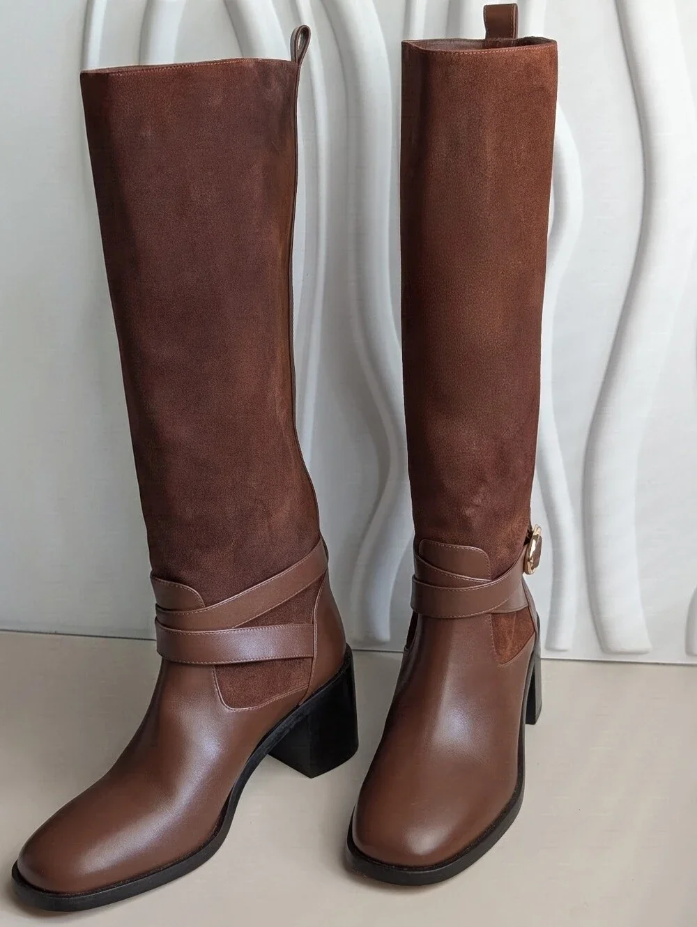 Stuart Weitzman Benni Riding Boot 55 Deep Coffee Suede Leather NWT 8